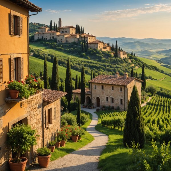 Où peut-on trouver une maison de vacances en Toscane avec des cours de cuisine et des randonnées en colline?